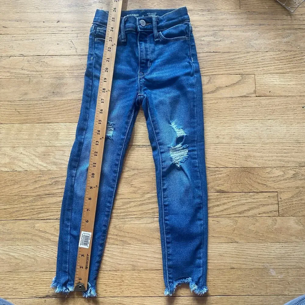 Old Navy Girls Extra High Rise Rockstar Cotton Ripped Blend Jeans (Sz. 6)